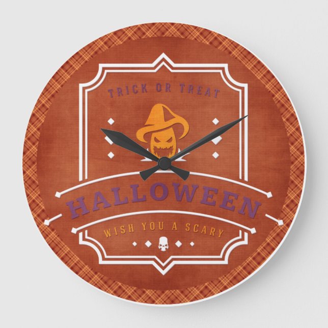 Relógio Grande Jack O Lantern Deseje-lhe um Halloween assustador (Frente)