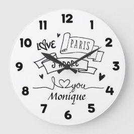 Relógio Grande J'Adore Paris I Love You Paris