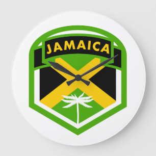 Relógio Grande Jamaican Flag Crest Style