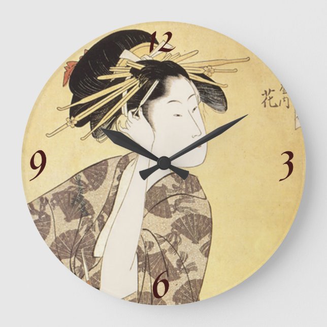 Relógio Grande Japanese Woman  Wall Clock (Frente)