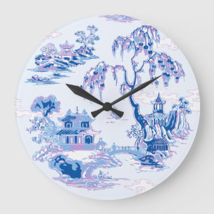 Relógio Grande Jardim da Pagode em Azul e Roxo