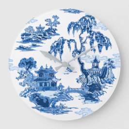 Relógio Grande Jardim da Pagode em Porcelana Azul