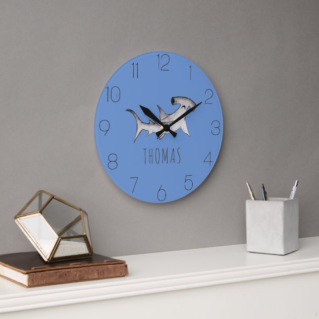 Relógio Grande Jardim de Tubarão-martelo azul-marinho (Escritório)