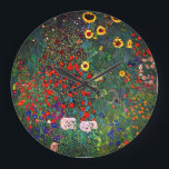 Relógio Grande Jardim Flor Gustav Klimt<br><div class="desc">Relógio com Fazenda de pintura a óleo de Gustav Klimt com girassóis (1907). Um belo jardim de girassóis e belas flores azuis,  vermelhas,  roxas,  rosa e brancas. Um presente de excelente para fãs de Arte Nouveau e de Arte Austríaca.</div>