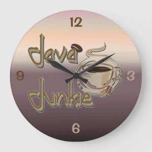 Relógio Grande Java Junkie Coffee Lovers Wall Clock
