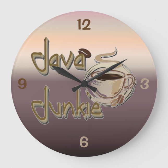 Relógio Grande Java Junkie Coffee Lovers Wall Clock (Frente)