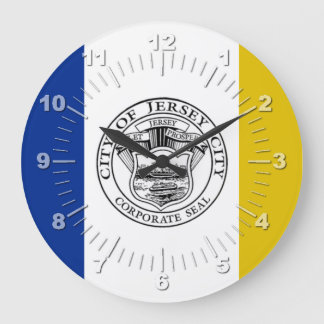 Relógio Grande Jersey City (New Jersey) flag Large Clock
