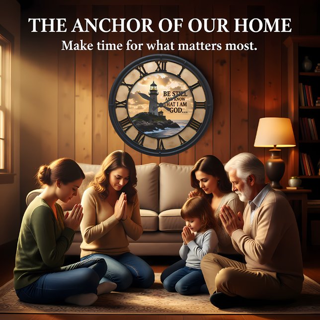 Relógio Grande Jesus Be Still Lighthouse (Criador carregado)