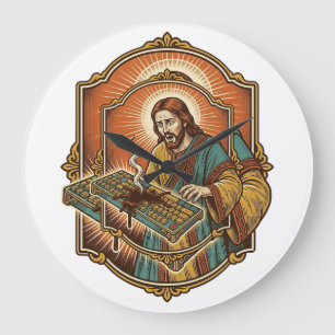 Relógio Grande Jesus Café Derramado Teclado Mecânico Quebrado Tec