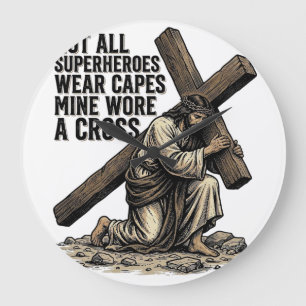 Relógio Grande Jesus Carregando a Cruz Cristão Vintage