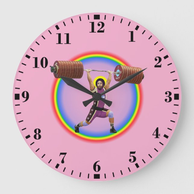 Relógio Grande Jesus Christ doing the Clean and Jerk (Frente)