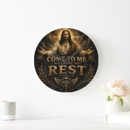 Relógio Grande Jesus Come to Me Christian Gold Sacred Art