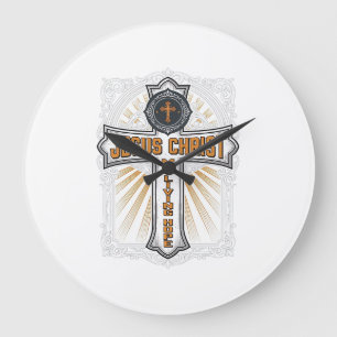 Relógio Grande Jesus Cristo Minha Esperança Viva Cruz Vintage