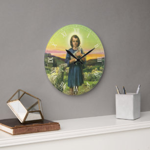 Relógio Grande Jesus Cristo Pastor Vintage com Cordeiro Bebê