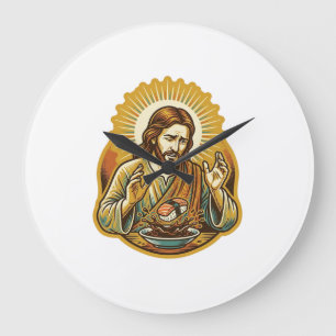 Relógio Grande Jesus Derrubou Sushi No Molho de Soja Mancha Humor