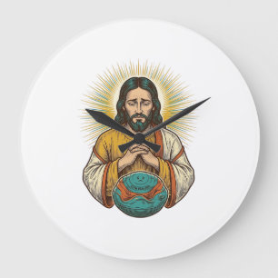 Relógio Grande Jesus desapontado Bola de Exercício Murcha Falha n