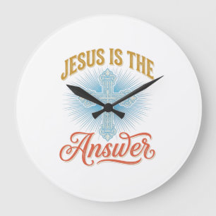 Relógio Grande Jesus É a Resposta Desenho Vetorial Cruz Cristã_