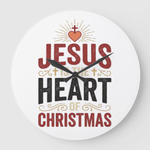 Relógio Grande Jesus É o Coração da Camiseta Vintage de Natal