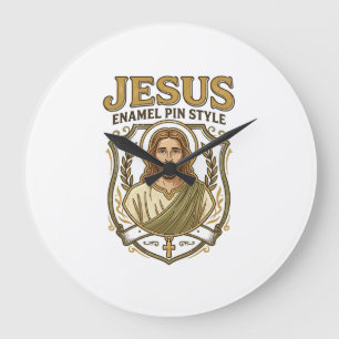 Relógio Grande Jesus Enamel Pin Estilo Jesus Enamel Pin Cristão