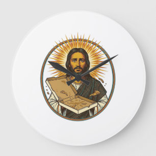 Relógio Grande Jesus Enganado Por Caixa de Pizza Vazia Humor de C