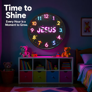 Relógio Grande Jesus Neon Resplendor