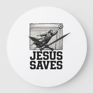 Relógio Grande Jesus Salva Goleiro de Futebol Camisa de Gravura V