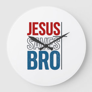 Relógio Grande Jesus Salva Irmão Tipografia Cristã Camiseta Desig