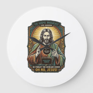 Relógio Grande Jesus Tela Preta Cobertura de Webcam Esquecida Vir