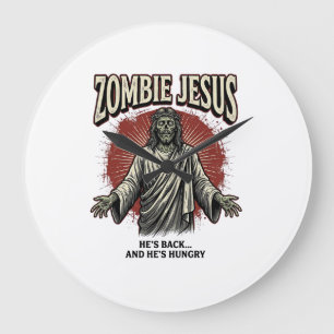 Relógio Grande Jesus Zumbi Gravura Antiga Design de Camiseta Engr
