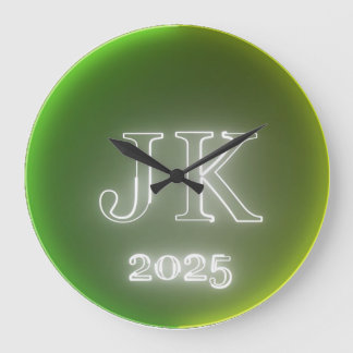 Relógio Grande JK 2025 Green Yellow Wall Clock