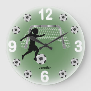 Relógio Grande Jogador da bola de futebol da menina