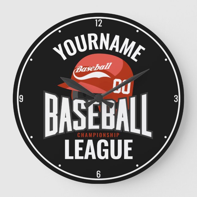 Relógio Grande Jogador de Beisebol Personalizado NOME Equipe Camp (Frente)