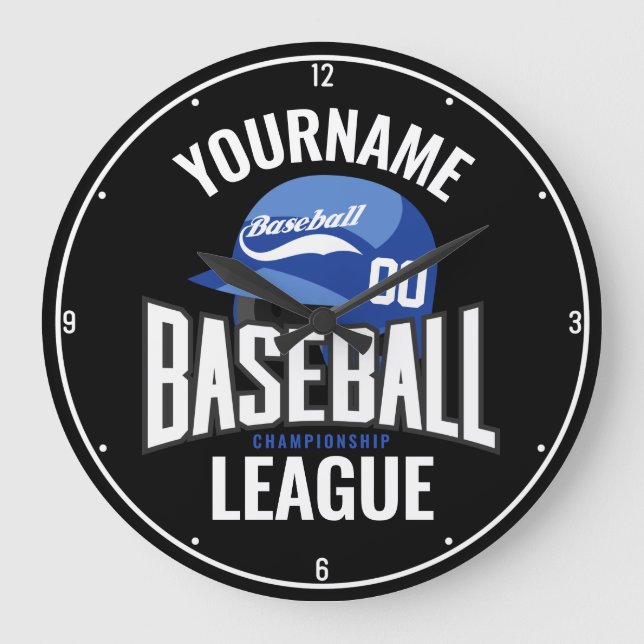 Relógio Grande Jogador de Beisebol Personalizado NOME Equipe Camp (Frente)