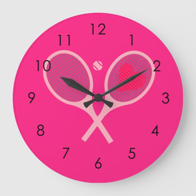 Relógio Grande Jogador de Tênis do Pastel Racquets Pink Girl  (Frente)