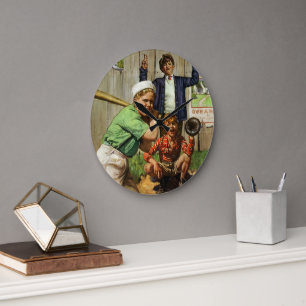 Relógio Grande Jogo Vintage Baseball, Crianças Jogador de Esporte