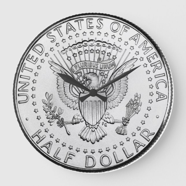 Relógio Grande John F. Kennedy Half-Dollar (Frente)
