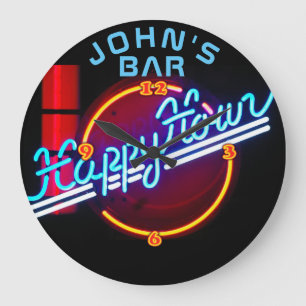 Relógio Grande JOHN'S - Bar De Sinais Neon Mancave Den Clock Fun