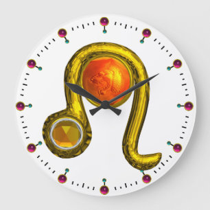 RELÓGIO GRANDE JOIA DE ANIVERSÁRIO ZODÍACO DOURADO DE LEO COM T