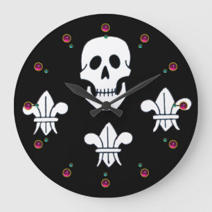 Relógio Grande JOLLY ROGER SKULL E TRÊS MENTIRAS FLAG, Ametista