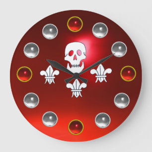 Relógio Grande JOLLY ROGER SKULL TRÊS MENTIRAS PISCANDO Gemas Bra
