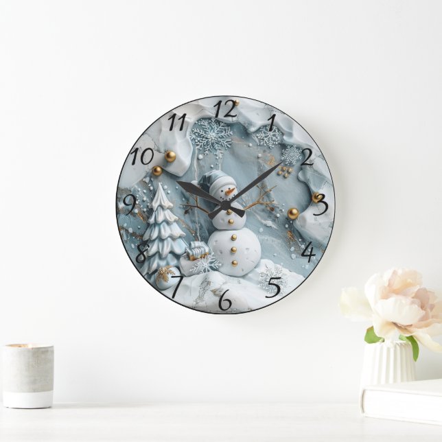Relógio Grande Jolly Snowman na Cena de Natal (Lar)