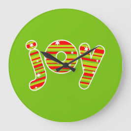 Relógio Grande JOY at Christmas, Red & Green Stripes