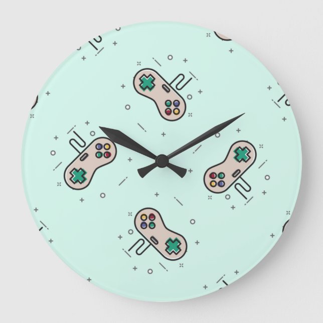 Relógio Grande Joystick de jogos de cinza em azul (Frente)