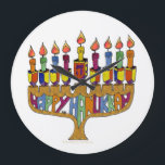 Relógio Grande Judaica Happy Hanukkah Dreidel Menorah<br><div class="desc">Você está vendo The Lee Hiller Designs Collection of Home and Office Decor,  Roupa,  Gifts and Coleções. As Designs incluem Lee Hiller Photoographic e Mixed Media Digital Art Collection. Você pode ver sua fotografia da Nature em http://HikeOurPlanet.com/ e seguir seu blog de caminhada no Hot Primavera National Park.</div>