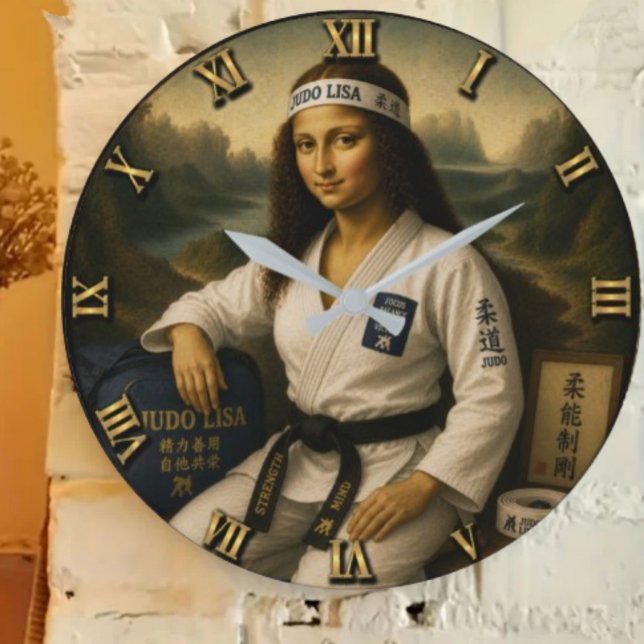 Relógio Grande Judo Funny Mona Lisa  Martial Arts Gift (Criador carregado)