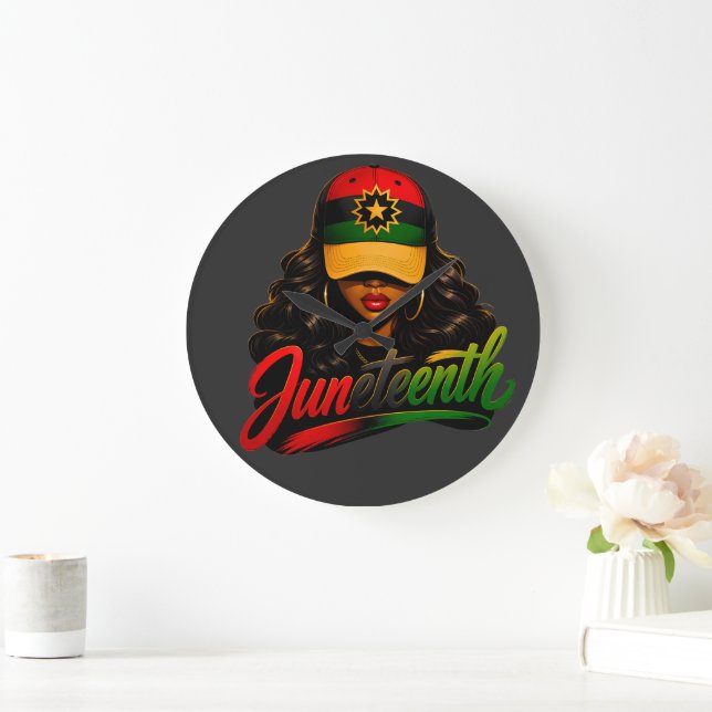 Relógio Grande Juneteenth Mulheres Afro Negras Melanina Liberdade (Lar)