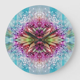 Relógio Grande Kaleidoscope Dewdroits: Arte Floral Abstrato