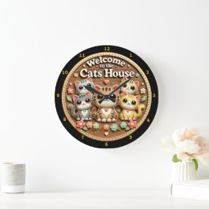 Relógio Grande Kawaii Cat Clock - Bem-vindo ao Início