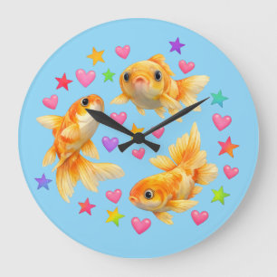 Relógio Grande kawaii fofo y2k goldfish arco-íris