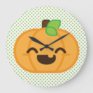Relógio Grande Kawaii Jack O Lanterna Pumpkin Wall Clock